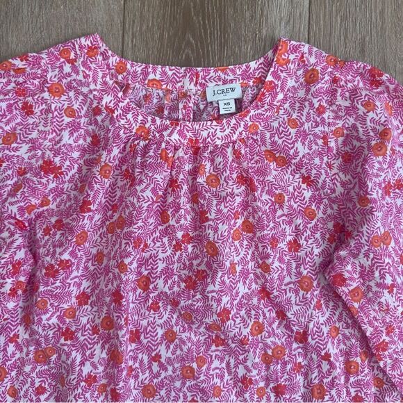 J. Crew Size XS Floral Printed Puff Sleeve Pintuck Top Style AZ099 - Picture 4 of 15